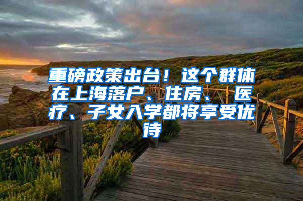 重磅政策出臺(tái)！這個(gè)群體在上海落戶、住房、 醫(yī)療、子女入學(xué)都將享受優(yōu)待