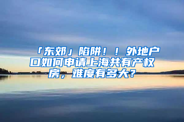 「東郊」陷阱??！外地戶口如何申請(qǐng)上海共有產(chǎn)權(quán)房，難度有多大？