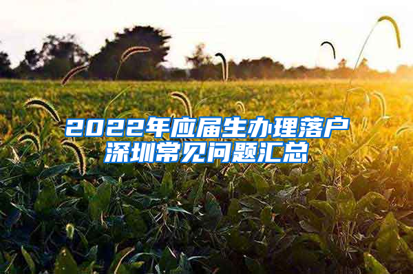 2022年應(yīng)屆生辦理落戶深圳常見問(wèn)題匯總