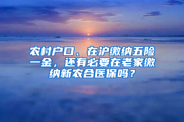 農(nóng)村戶口、在滬繳納五險一金，還有必要在老家繳納新農(nóng)合醫(yī)保嗎？