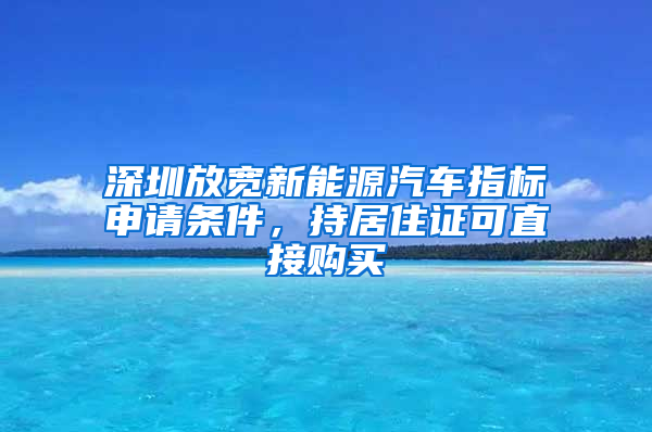 深圳放寬新能源汽車(chē)指標(biāo)申請(qǐng)條件，持居住證可直接購(gòu)買(mǎi)