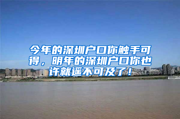 今年的深圳戶口你觸手可得，明年的深圳戶口你也許就遙不可及了！