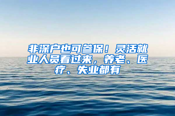 非深戶也可參保！靈活就業(yè)人員看過來，養(yǎng)老、醫(yī)療、失業(yè)都有