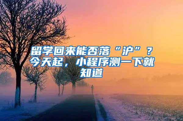 留學(xué)回來(lái)能否落“滬”？今天起，小程序測(cè)一下就知道