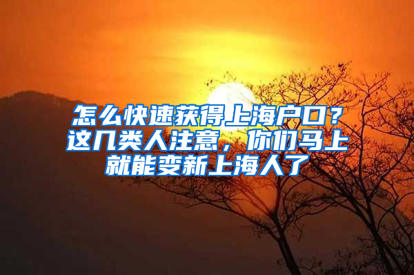 怎么快速獲得上海戶口？這幾類人注意，你們馬上就能變新上海人了