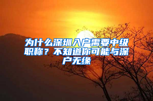 為什么深圳入戶需要中級職稱？不知道你可能與深戶無緣