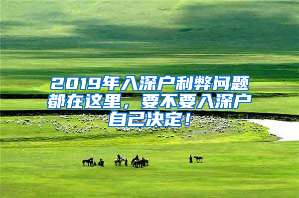 2019年入深戶利弊問題都在這里，要不要入深戶自己決定！