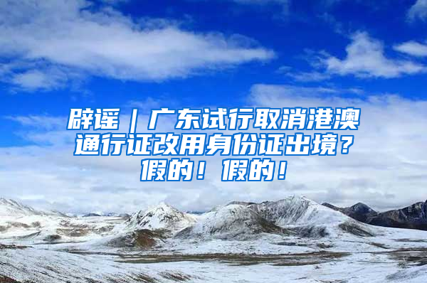 辟謠｜廣東試行取消港澳通行證改用身份證出境？假的！假的！