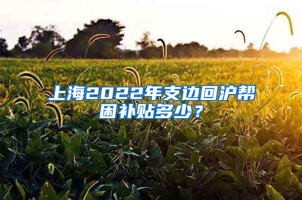 上海2022年支邊回滬幫困補(bǔ)貼多少？