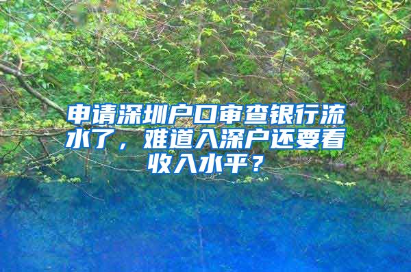 申請深圳戶口審查銀行流水了，難道入深戶還要看收入水平？