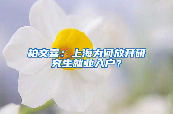 柏文喜：上海為何放開(kāi)研究生就業(yè)入戶？