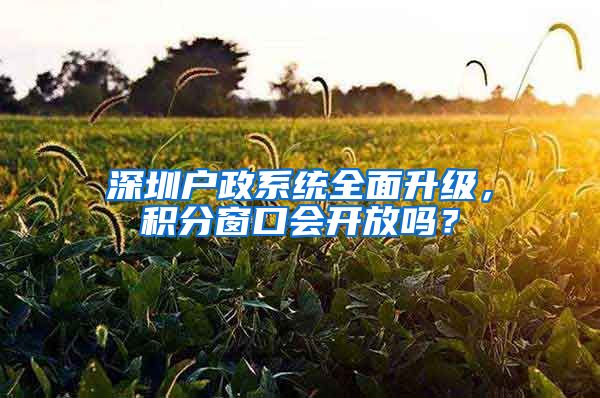 深圳戶政系統(tǒng)全面升級(jí)，積分窗口會(huì)開放嗎？