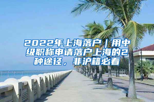 2022年上海落戶｜用中級職稱申請落戶上海的2種途徑，非滬籍必看