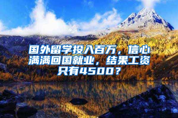 國外留學投入百萬，信心滿滿回國就業(yè)，結(jié)果工資只有4500？