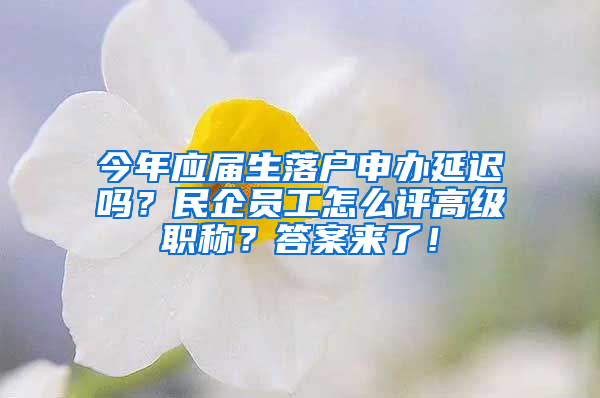 今年應(yīng)屆生落戶申辦延遲嗎？民企員工怎么評(píng)高級(jí)職稱？答案來(lái)了！