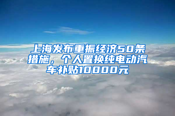 上海發(fā)布重振經(jīng)濟(jì)50條措施，個(gè)人置換純電動(dòng)汽車補(bǔ)貼10000元