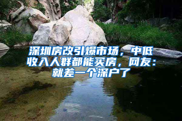 深圳房改引爆市場(chǎng)，中低收入人群都能買房，網(wǎng)友：就差一個(gè)深戶了