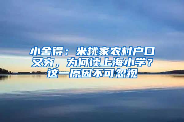 小舍得：米桃家農(nóng)村戶口又窮，為何讀上海小學？這一原因不可忽視