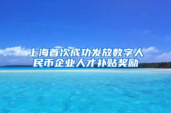 上海首次成功發(fā)放數(shù)字人民幣企業(yè)人才補(bǔ)貼獎(jiǎng)勵(lì)