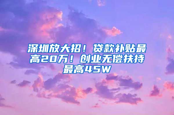 深圳放大招！貸款補(bǔ)貼最高20萬！創(chuàng)業(yè)無償扶持最高45W