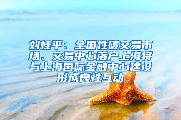 劉桂平：全國性碳交易市場、交易中心落戶上海將與上海國際金融中心建設形成良性互動