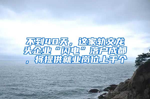 不到40天，這家軌交龍頭企業(yè)“閃電”落戶成都，將提供就業(yè)崗位上千個(gè)