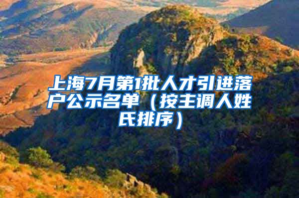 上海7月第1批人才引進(jìn)落戶公示名單（按主調(diào)人姓氏排序）