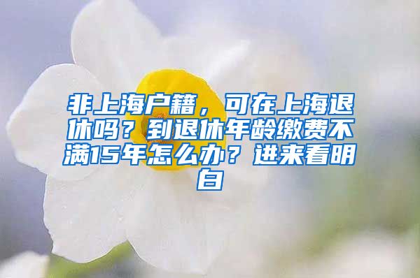 非上海戶籍，可在上海退休嗎？到退休年齡繳費不滿15年怎么辦？進來看明白