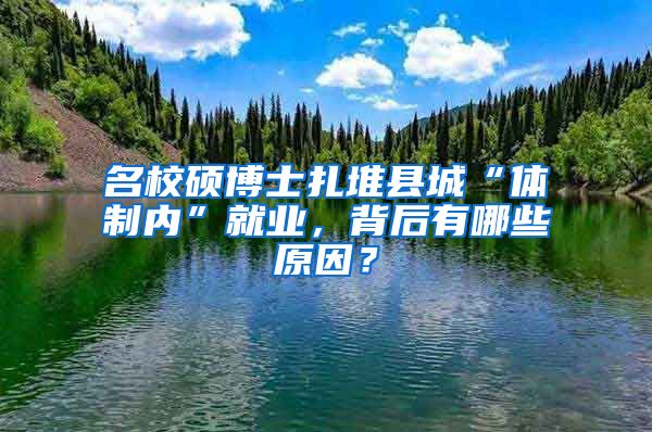 名校碩博士扎堆縣城“體制內”就業(yè)，背后有哪些原因？