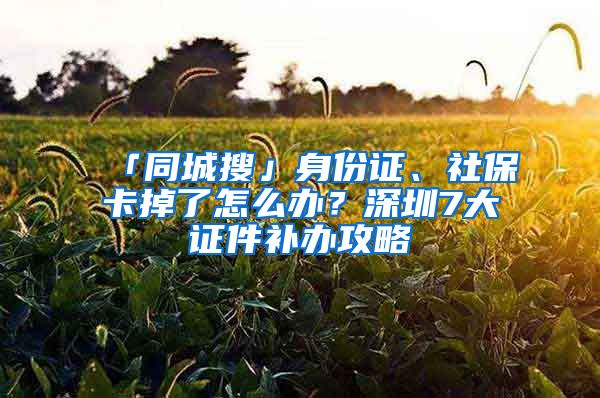 「同城搜」身份證、社保卡掉了怎么辦？深圳7大證件補(bǔ)辦攻略