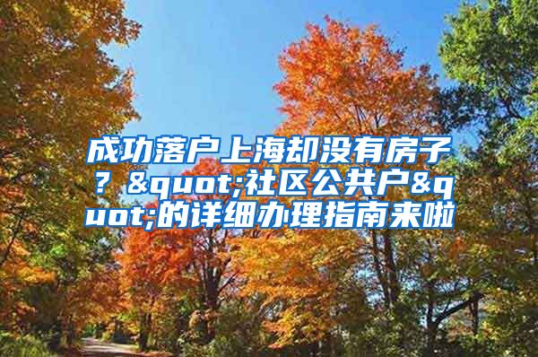 成功落戶上海卻沒有房子？"社區(qū)公共戶"的詳細辦理指南來啦