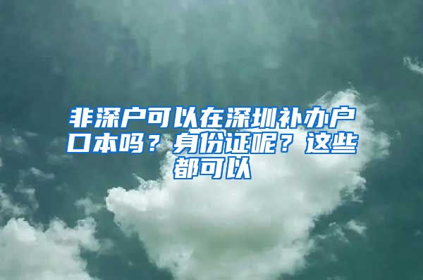 非深戶可以在深圳補辦戶口本嗎？身份證呢？這些都可以