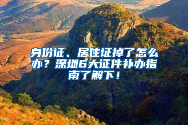 身份證、居住證掉了怎么辦？深圳6大證件補(bǔ)辦指南了解下！