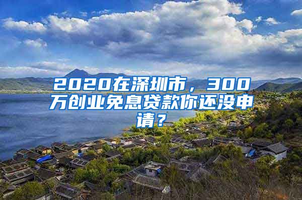 2020在深圳市，300萬創(chuàng)業(yè)免息貸款你還沒申請(qǐng)？