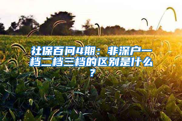 社保百問4期：非深戶一檔二檔三檔的區(qū)別是什么？