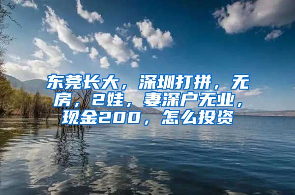 東莞長大，深圳打拼，無房，2娃，妻深戶無業(yè)，現(xiàn)金200，怎么投資