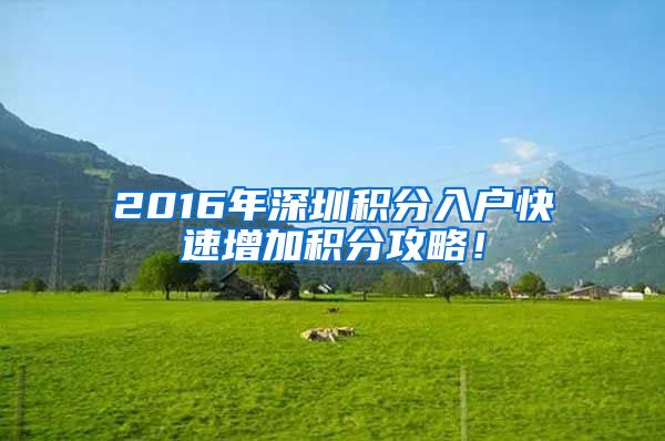 2016年深圳積分入戶快速增加積分攻略！