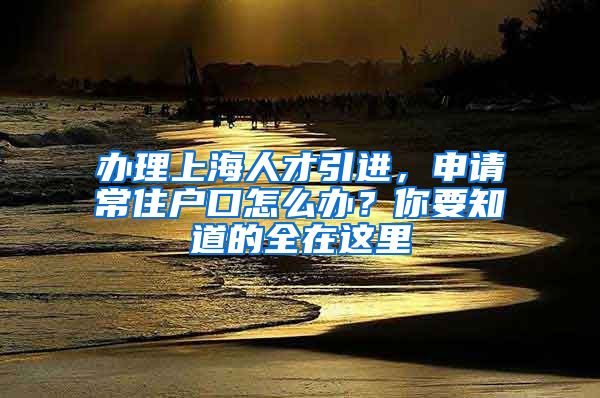 辦理上海人才引進(jìn)，申請常住戶口怎么辦？你要知道的全在這里