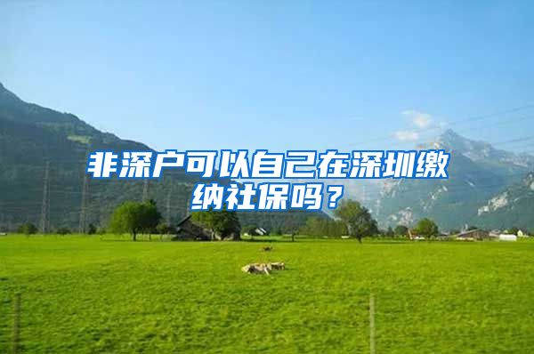 非深戶可以自己在深圳繳納社保嗎？