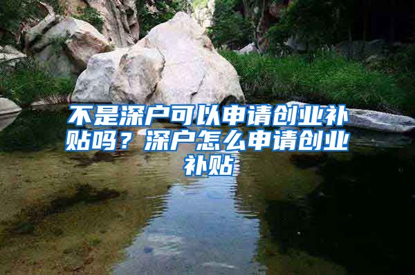 不是深戶可以申請(qǐng)創(chuàng)業(yè)補(bǔ)貼嗎？深戶怎么申請(qǐng)創(chuàng)業(yè)補(bǔ)貼