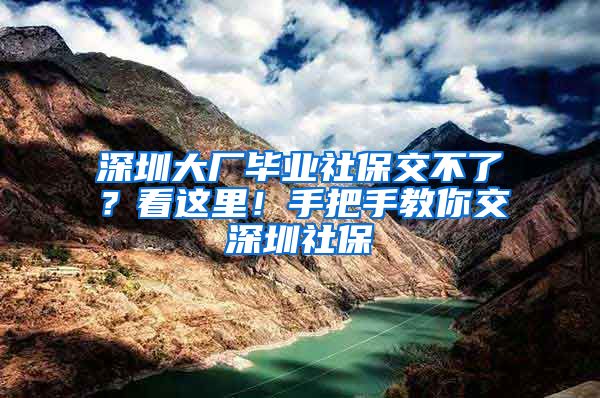 深圳大廠畢業(yè)社保交不了？看這里！手把手教你交深圳社保