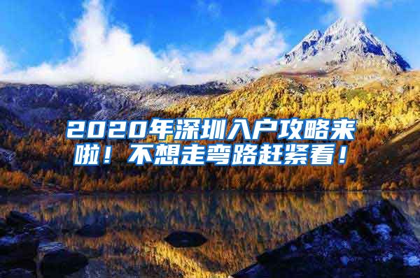 2020年深圳入戶攻略來啦！不想走彎路趕緊看！