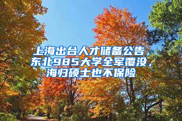 上海出臺人才儲備公告，東北985大學(xué)全軍覆沒，海歸碩士也不保險