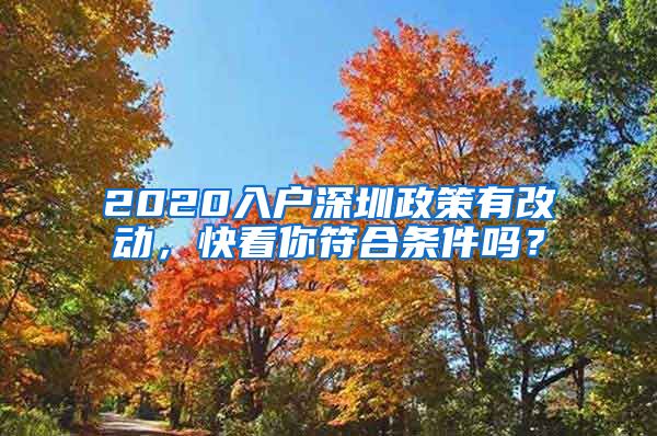 2020入戶深圳政策有改動，快看你符合條件嗎？