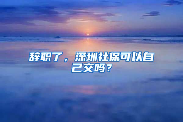 辭職了，深圳社保可以自己交嗎？