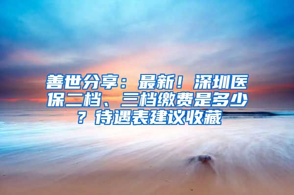 善世分享：最新！深圳醫(yī)保二檔、三檔繳費(fèi)是多少？待遇表建議收藏