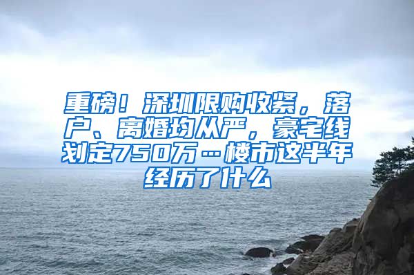 重磅！深圳限購收緊，落戶、離婚均從嚴(yán)，豪宅線劃定750萬…樓市這半年經(jīng)歷了什么