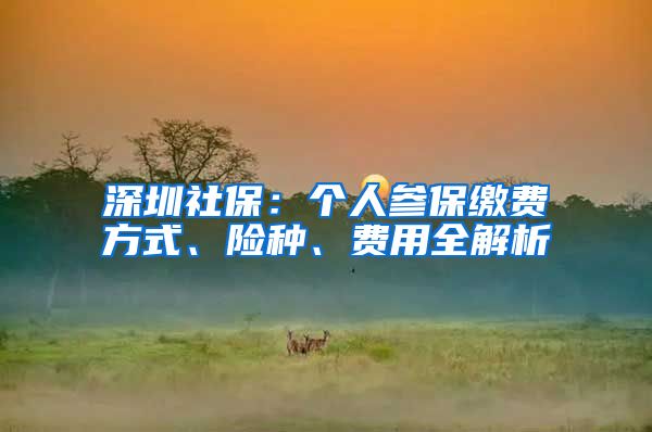 深圳社保：個(gè)人參保繳費(fèi)方式、險(xiǎn)種、費(fèi)用全解析