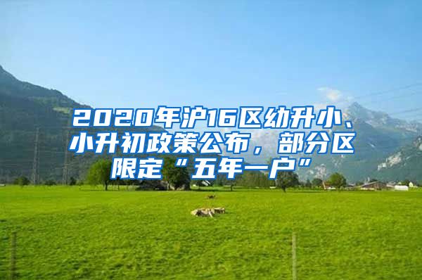 2020年滬16區(qū)幼升小、小升初政策公布，部分區(qū)限定“五年一戶”