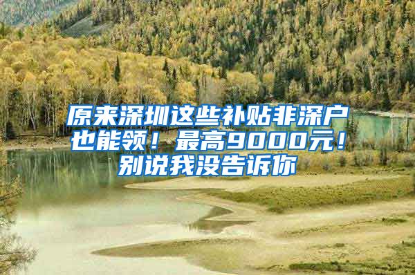 原來深圳這些補(bǔ)貼非深戶也能領(lǐng)！最高9000元！別說我沒告訴你